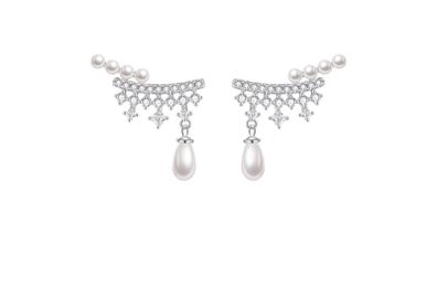 Sumiyaki Pearl and Diamante Earrings