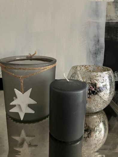 2 New Small Candle Holders & New Dark Grey Candle