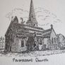 Framed Print of New Church at Powerscourt, Wicklow (engraving) Image 6