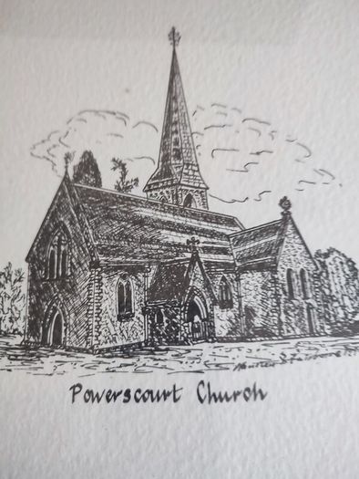 Framed Print of New Church at Powerscourt, Wicklow (engraving)