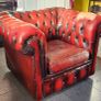 Red leather Chesterfield armchair Image 2