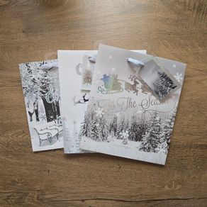 White silver Christmas gift bags