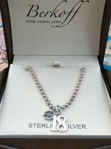 Heavy 925 silver ball necklace with 18th pendant