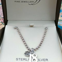 Heavy 925 silver ball necklace with 18th pendant