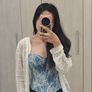 Denim and white lace print corset top Image 2
