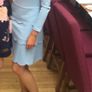Blue Scalloped Wedding Guest Dress Image 5