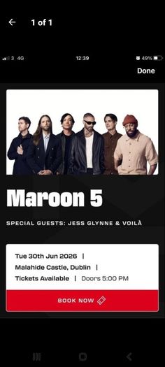 Maroon 5 tickets x2