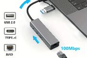 USB2.0 100Mbps Network Card Type C USB to RJ45 Converter Wired Ethernet Lan Adapter for Nintendo Switch for Macbook Laptop