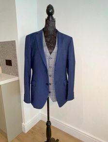 Benetti Three Piece Tailored Fit Suit Petrol Blue