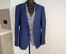 Benetti Three Piece Tailored Fit Suit Petrol Blue