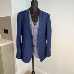 Benetti Three Piece Tailored Fit Suit Petrol Blue