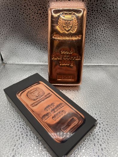 1kg Fine 9999 Copper Bullion Germania Mint Bar. Sealed