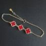 925 sterling silver four leaf clover bracelet red Image 3