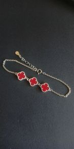 Solid 925 sterling silver four leaf clover bracelet
