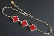 Solid 925 sterling silver four leaf clover bracelet