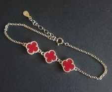 Solid 925 sterling silver four leaf clover bracelet