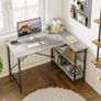 FREE EXPRESS SHIPPING L Shaped Desk Small Corner Desk with Shelves 120CM Reversible Computer Desk Writing Table with Bookshelf for Home Office Small Space Image 5