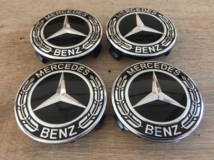 Black 75mm Mercedes wheel Caps 4pcs A1714000025