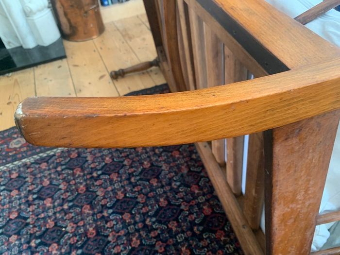 Mid Century two-seater wooden sofa