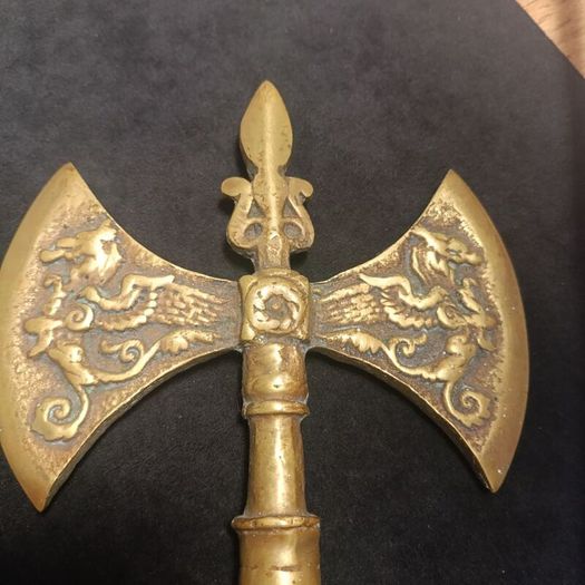Vintage Solid Brass Heavy Decorative Medieval Viking Style Double Headed Axe