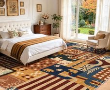Washable Living Room Rugs 160x230cm Animal Boho Patchwork Rug  Non-Slip & Low Pile Indoor Carpet for Bedroom , Dining Room, Office Decor