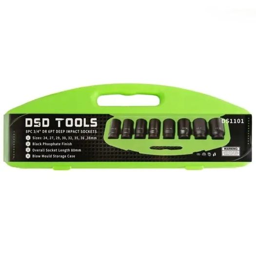 8pc 3/4-Inch DR 6PT Deep Impact Sockets Metric