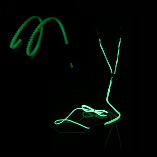Stereo 3-5mm In Ear Luminous Light Zipper Headphone Earphone Headset Earbuds