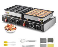 50PCS Mini Dutch Pancake Maker, Non-stick Stainless Steel Dorayaki Baker, 1800W Commercial Electric Poffertjes Grill Pan, Dual Temp