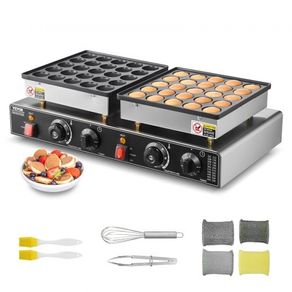 50PCS Mini Dutch Pancake Maker, Non-stick Stainless Steel Dorayaki Baker, 1800W Commercial Electric Poffertjes Grill Pan, Dual Temp