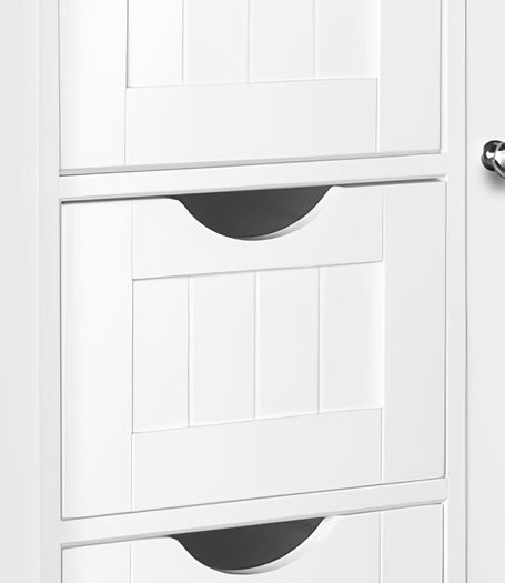 Bathroom Floor Storage Cabinet, Freestanding Storage Unit with Adjustable Shelf, 4 Drawers & Door, for Bedroom, Kitchen, Living Room, Entryway, White
