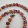 Vintage Venetian Style Skunk Eyes & Feather Desgin Glass Beads Necklace Image 4