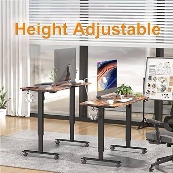 NEW SALE | Height Adjustable Electric Standing Desk - 100x60 cm Stand Up Table Desk Thick Splice Board, Smart Control Panel 3 Memory Heights, Anti-Collision System, Sit Stand Desk for Home Office