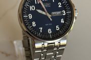 Citizen Eco Drive Watch Blue Day Date with Bracelet E100-S001676 Mens wr100