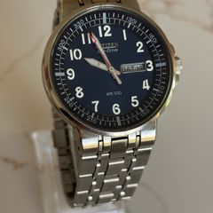 Citizen Eco Drive Watch Blue Day Date with Bracelet E100-S001676 Mens wr100