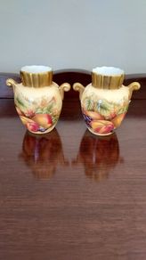 Pair of Aynsley Orchard Gold minature vases