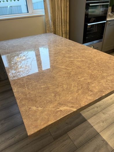 Large Marble Dining Table 180cm Single Pedestal Base plus 6 chairs