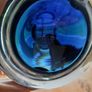 Vintage Heavy Cased Glass Ashtray Deep Cobalt Blue Core Image 2