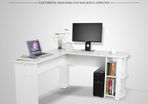 _Utility Wooden Office Computer Writing Desk Home Gaming PC Furnitur L-Shape Corner Study Computer Table With Book Shelf (white)