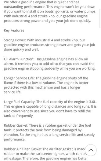 4 Stroke Engines Petrol Gasoline Engine 1 Cylinder Air Cooling 7.5HP