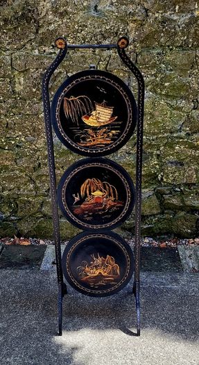 Antique laquered chinoiserie cakestand
