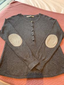Part Two grey jumper with light grey elbow patches (S)