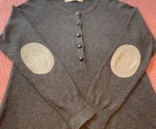 Part Two grey jumper with light grey elbow patches (S)