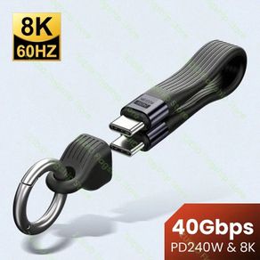 Keychain USB C Cable USB4 40Gbps FPC Data Cable PD240W 5A Thunderbolt 3 8K@60Hz