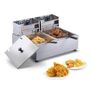 12L 220v Commercial Electric Deep Fryer w/Dual Tanks  Stainless Steel Countertop Fryer for Fried Chicken French Fries Image 2