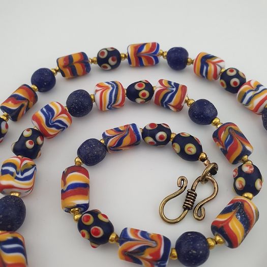 Antique Venetian African Style Mix Glass Necklace