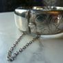Vintage Solid Silver Hinged Bangle Birmingham 1972 Engraved Floral 27g. With Safety Chain Image 6