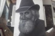 a oil painting on board of a old man by deirdre odonnell