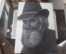 a oil painting on board of a old man by deirdre odonnell