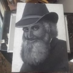 a oil painting on board of a old man by deirdre odonnell