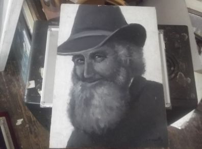 a oil painting on board of a old man by deirdre odonnell